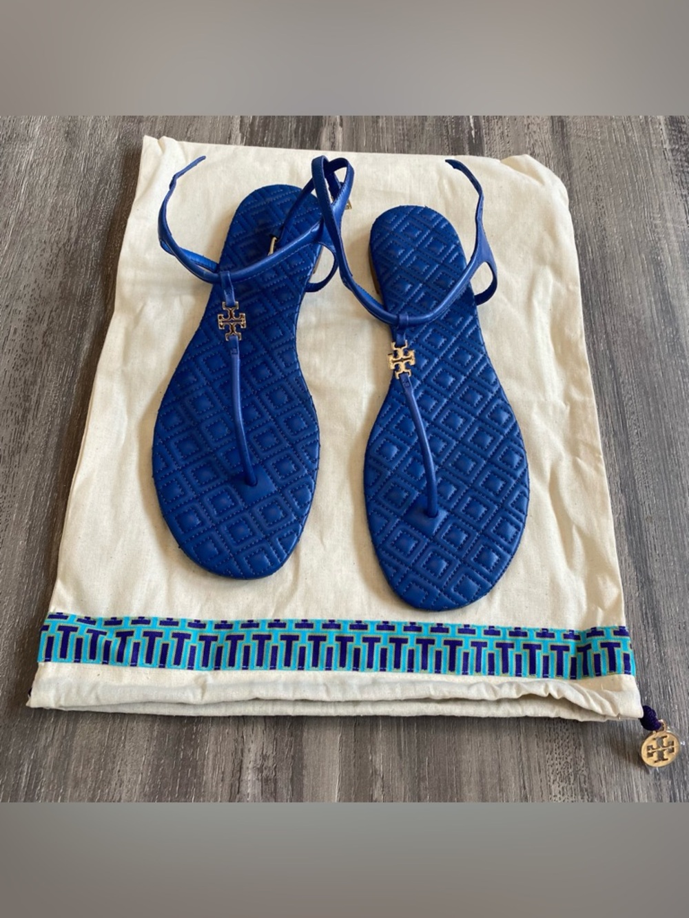 Tory Burch Women’s Blue Thong Sandal’s Size 10M With Dust Bag